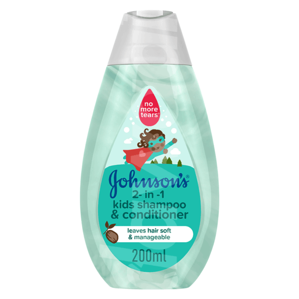 JOHNSON’S 2-in-1 Kids Shampoo & Conditioner 200 ml Bottle liquid